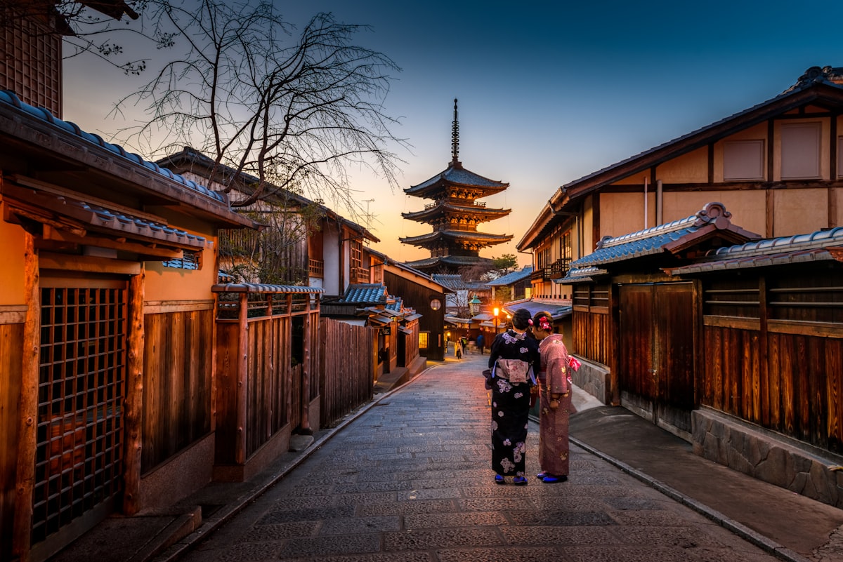 Traditional bamboo forest path in Kyoto